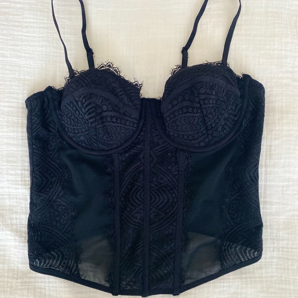 Garage S Black Lace Bustier Top